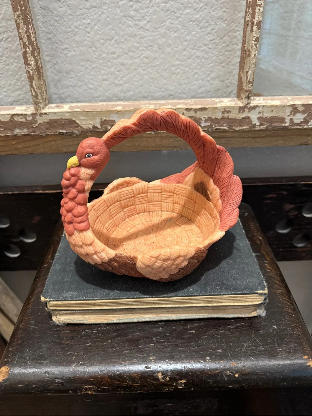Vintage Decorative Orange Turkey Basket - Home Accents